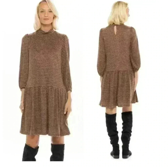 52seven Dress Mock Neck Sweater Dress Long-Sleeve Mock Neck Hacci Sz Large - Picture 2 of 11
